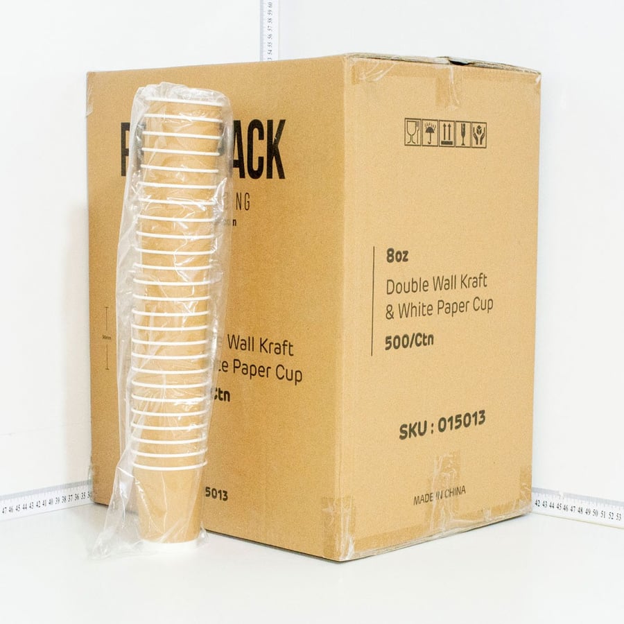 8oz Double Wall White Kraft Paper Cup 500/ctn