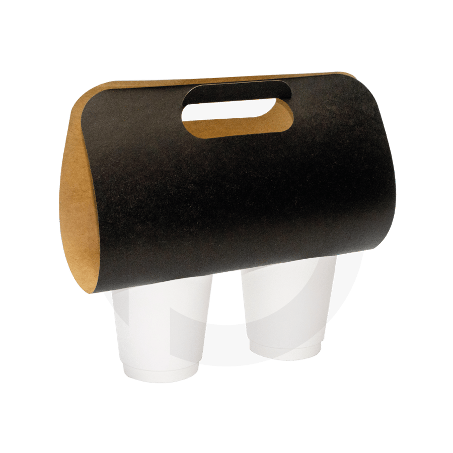 Black - 2 Cup Kraft Paper Holder 24×39cm 500/ctn