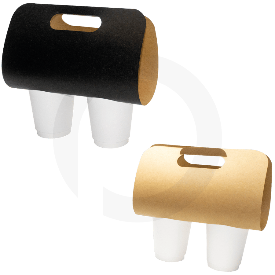 Black - 2 Cup Kraft Paper Holder 24×39cm 500/ctn