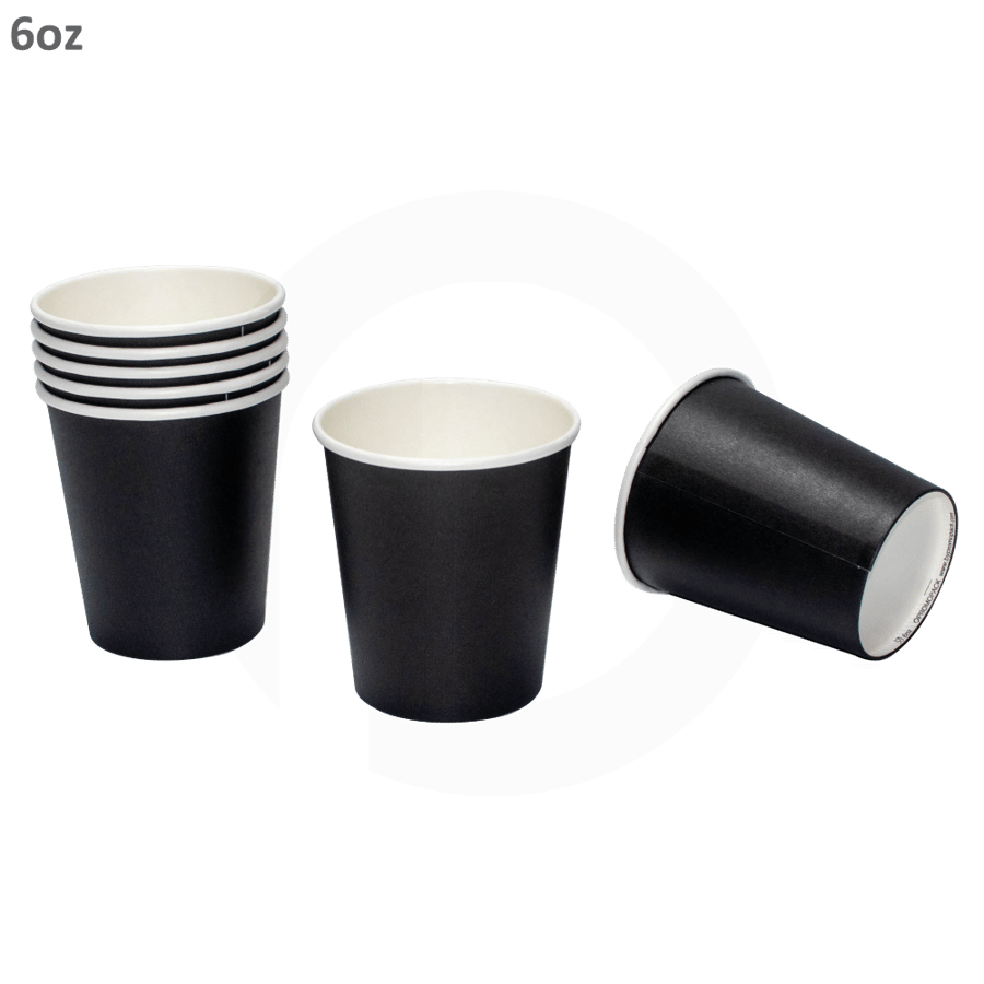 Black - 6oz Single Wall White Paper Cup 1000/ctn