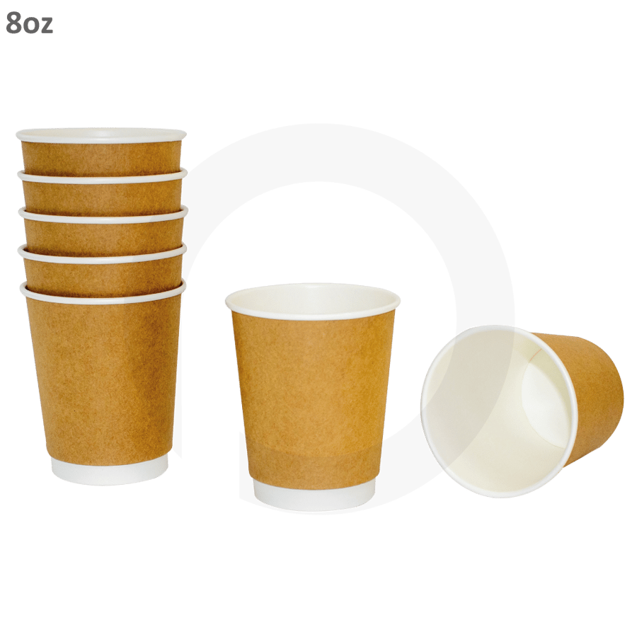8oz Double Wall White Kraft Paper Cup 500/ctn
