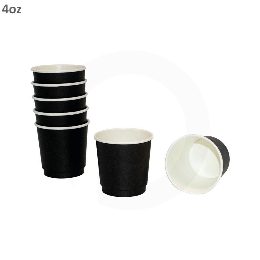 Black - 4oz Double Wall White Paper Cup 500/ctn