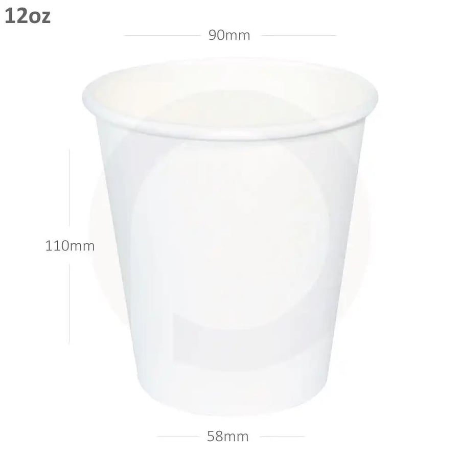 12oz Single Wall White Paper Cup 1000/ctn