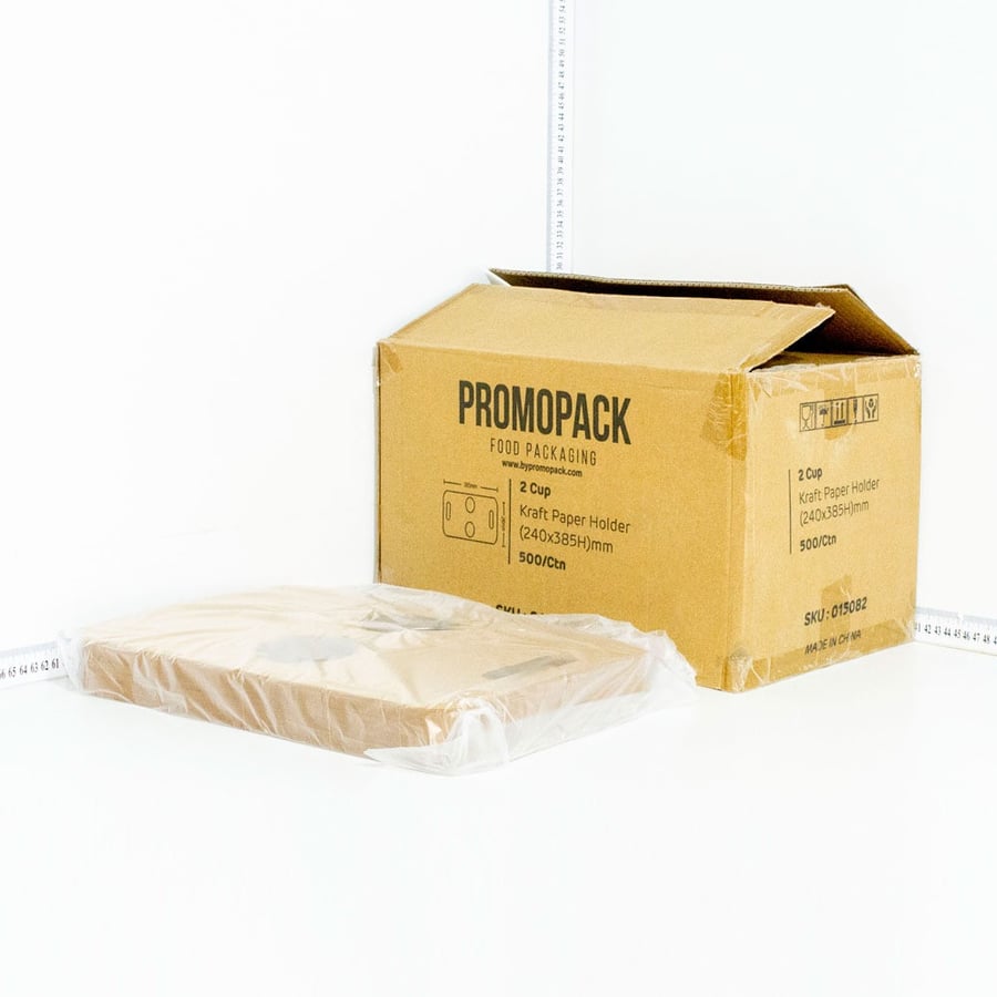 2 Cup Kraft Paper Holder 240×385cm 500/ctn