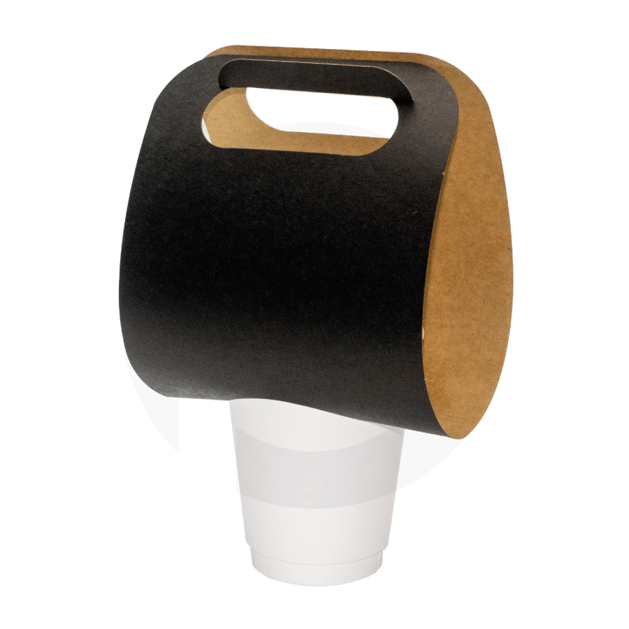 Black - 1 Cup Kraft Paper Holder 14×39cm 500/ctn