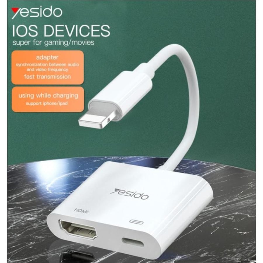 وصلة ايفون لايتنينج الى شاشة HDMI مع منفذ للشحن من شركة Yesido