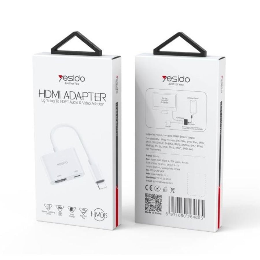 وصلة ايفون لايتنينج الى شاشة HDMI مع منفذ للشحن من شركة Yesido