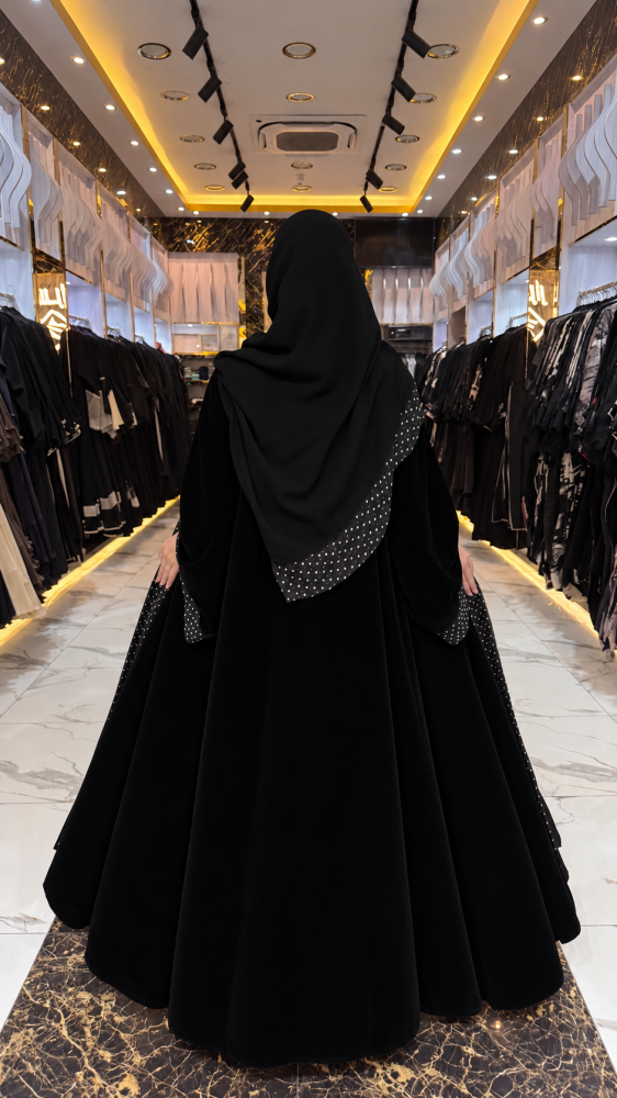 عباية بولكا دوت مخمل