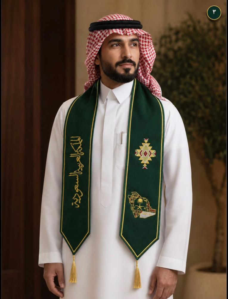 وشاح اليوم الوطني وخريطة المملكة