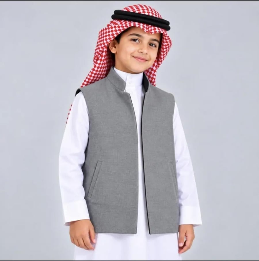 سديري أطفال دبل فيس لون رمادي مع اسود