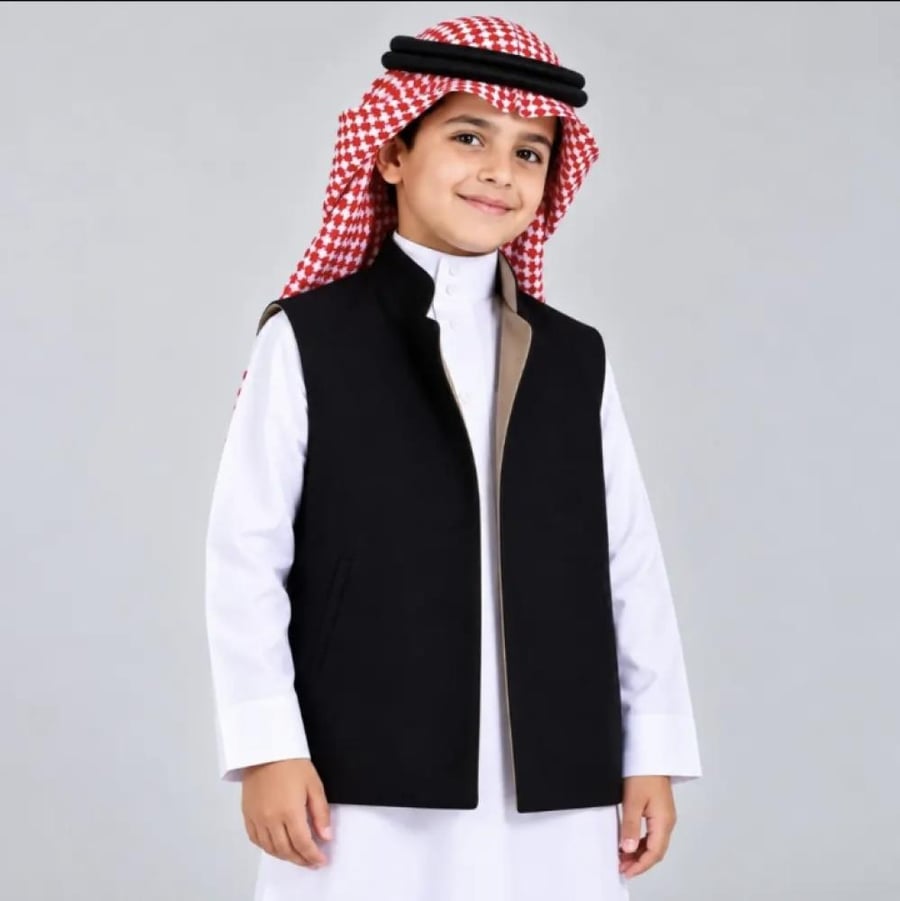 سديري اطفال دبل فيس لون اسود مع بيج