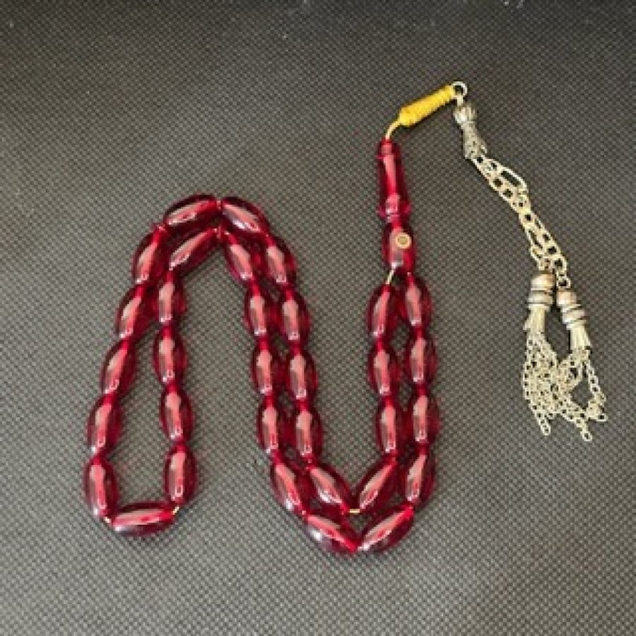 German prayer beads, two rows, red color, daily carrying