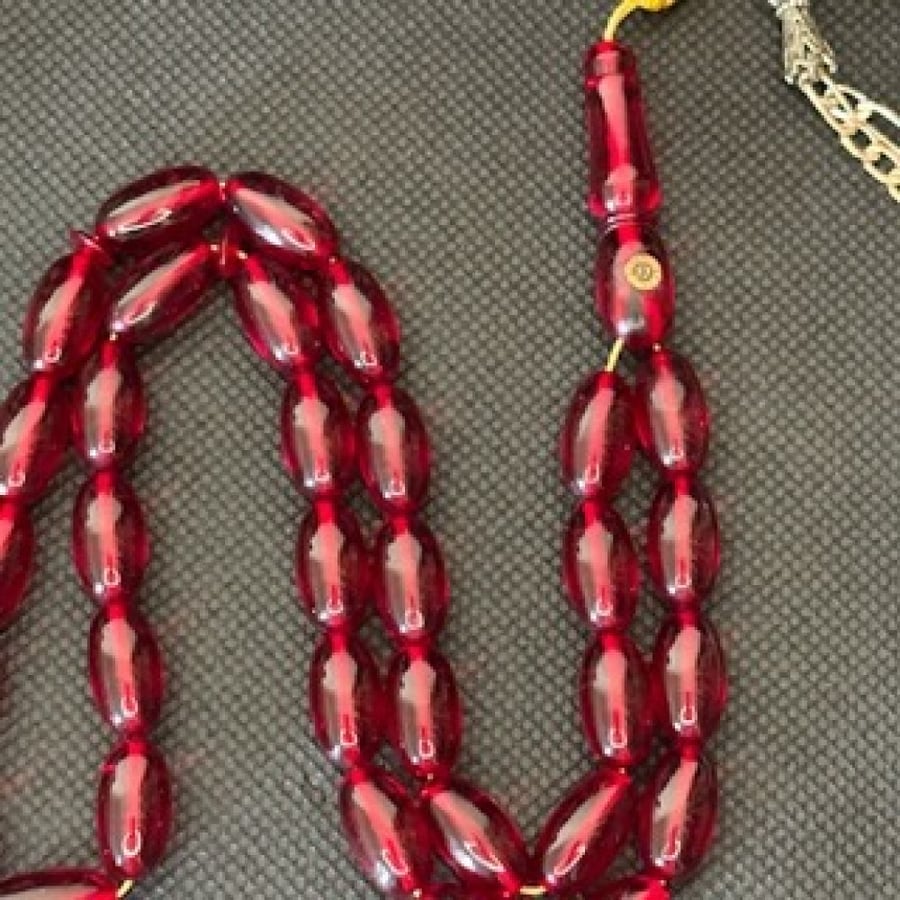 German prayer beads, two rows, red color, daily carrying