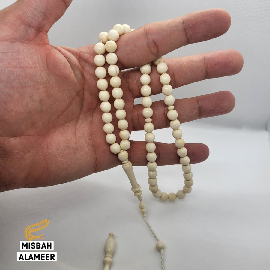 سبحه عاج ناب الفيل سادة 66 خرزه