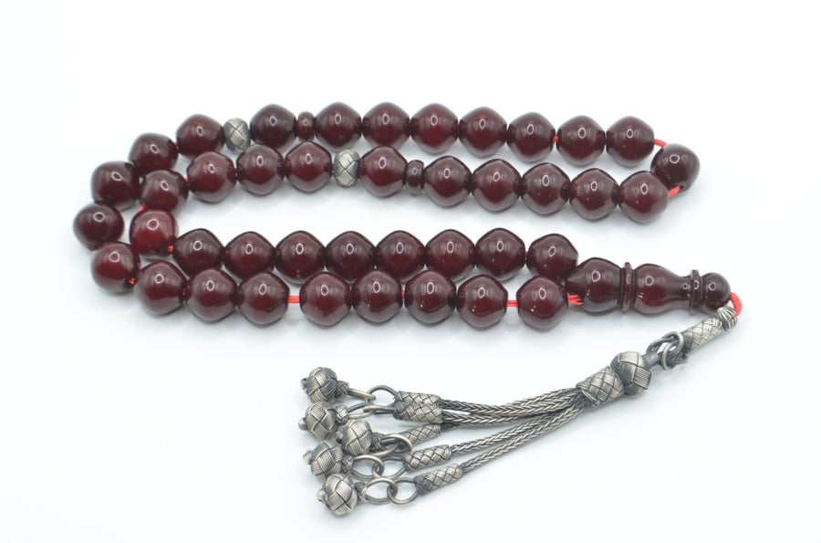 German Fatoran prayer beads, color of coral, raw heavy, and resonant sound, luxurious prayer beads
