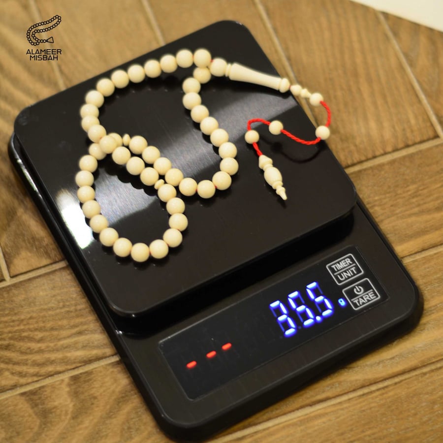 سبحه عاج ناب الفيل ساده 45 خرزه