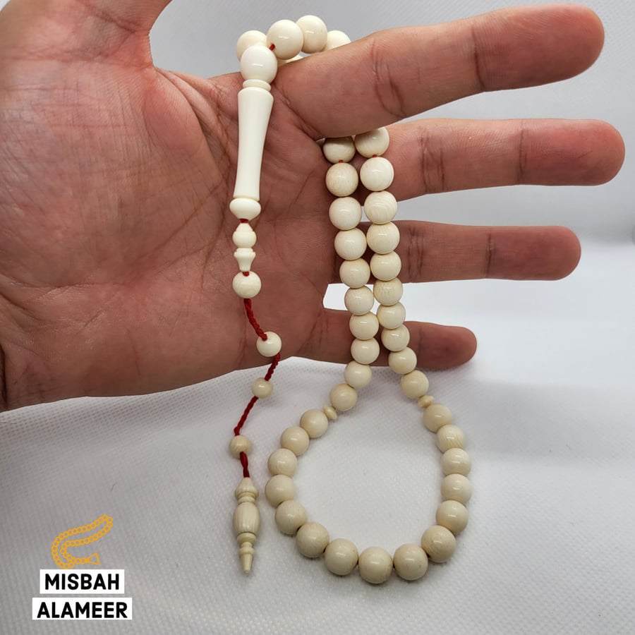 سبحه عاج ناب الفيل ساده 45 خرزه