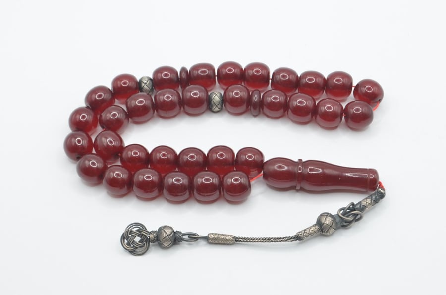 German Fatoran prayer beads, maroon color, 5 years old