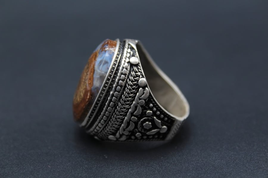 خاتم عقيق يماني داوودي مقاس 9 انجليزي _ 20 عربي