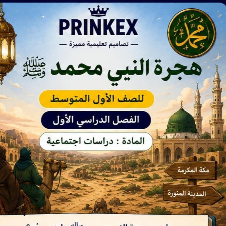 مطوية هجرة النبي صلي الله علية وسلم  الصف الاول متوسط مادة دراسات اجنماعية الفصل الدراسي الاول جاهزة للطباعة