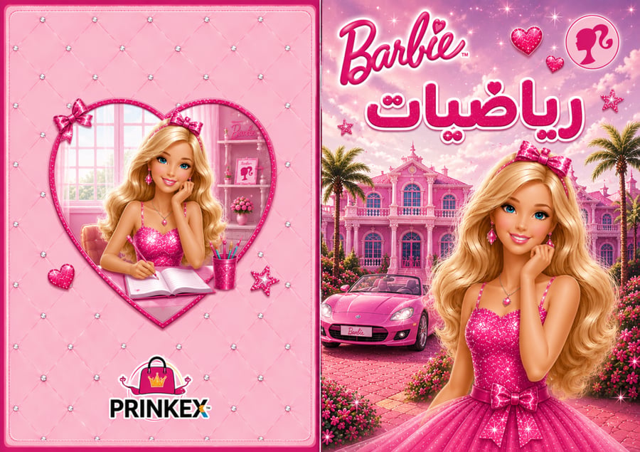 دفتـــــر رياضيـــــــات - مســـــطر - بشخصية باربي - جاهـــز للطباعـــة