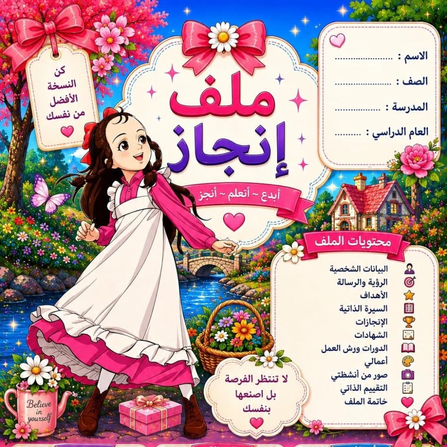 ملف انجاز ايملي جاهز للطباعة