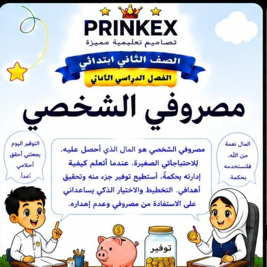 مطوية مصروفي الشخصي الصف الثاني ابتدائي مادة المهارات الحياتية والاسرية الفصل الدراسي الثاني جاهزة للطباعة
