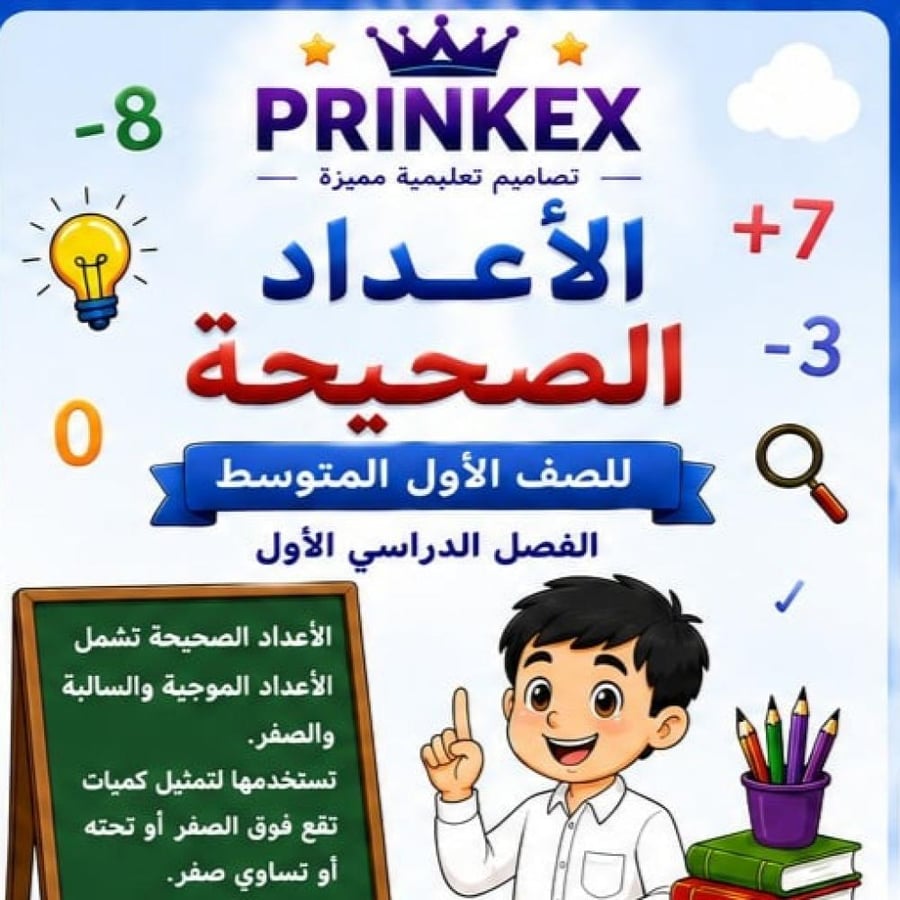 مطوية الاعداد الصحيحة الصف الاول متوسط مادة الرياضيات الفصل الدراسي الاول جاهزة للطباعة