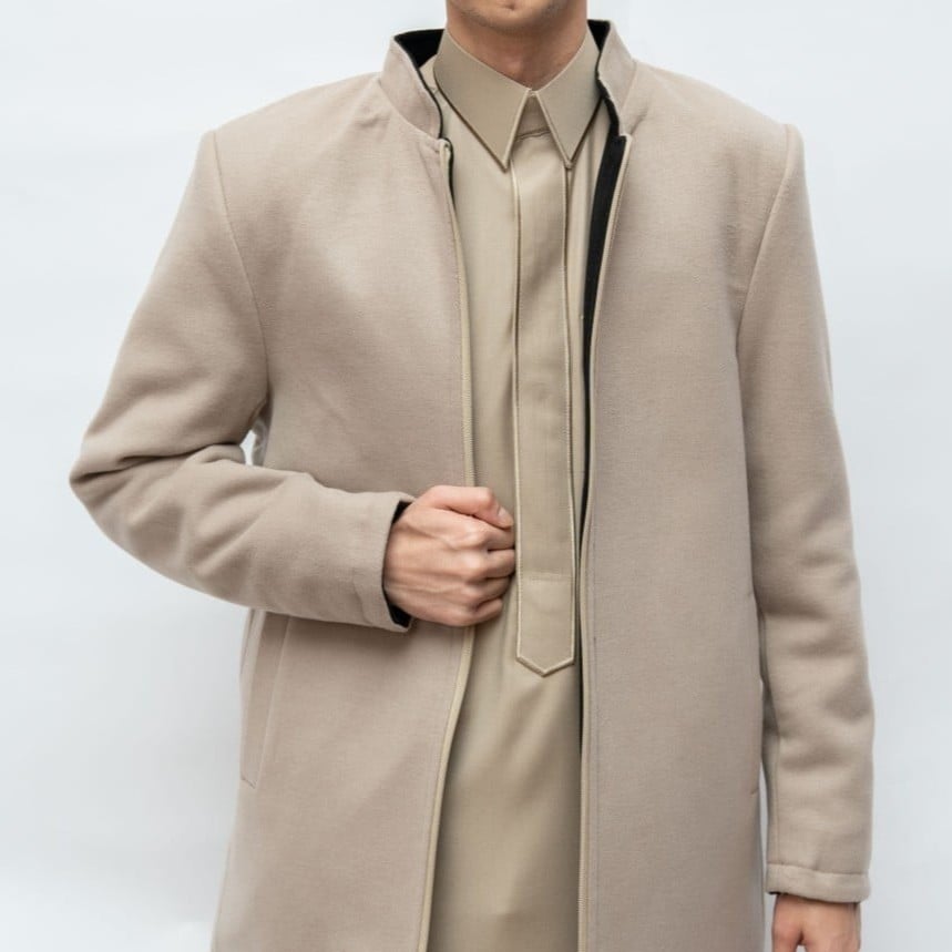 Beige jacket with black double face