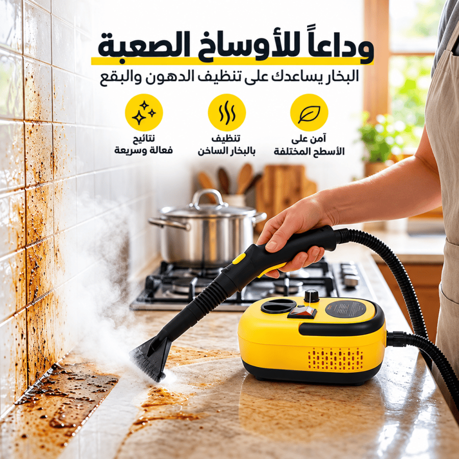 منظف بخاري محمول مع ملحقات متعددة للأسطح