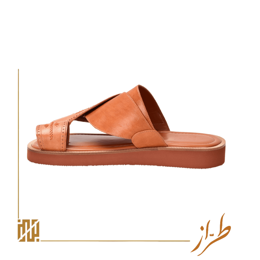 A embroidery shoe made of goat leather in terracotta color