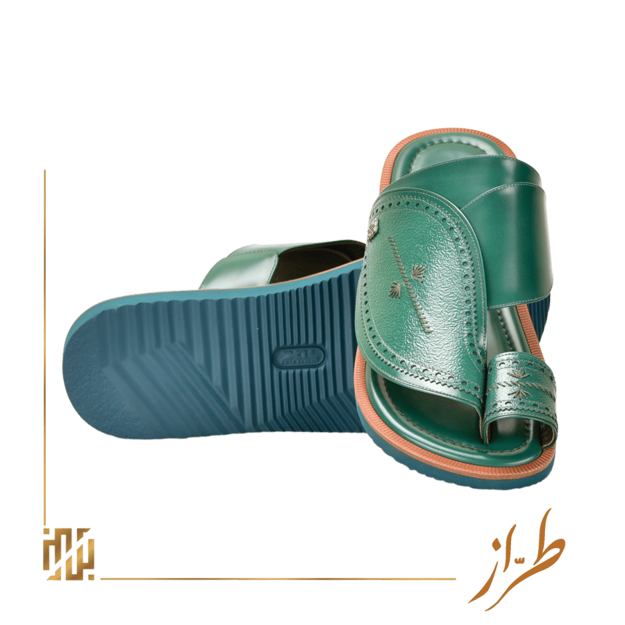 حذاء تطريز إنجليزي مع زل منخفض على نسق جلد الماعز باللون الأخضر