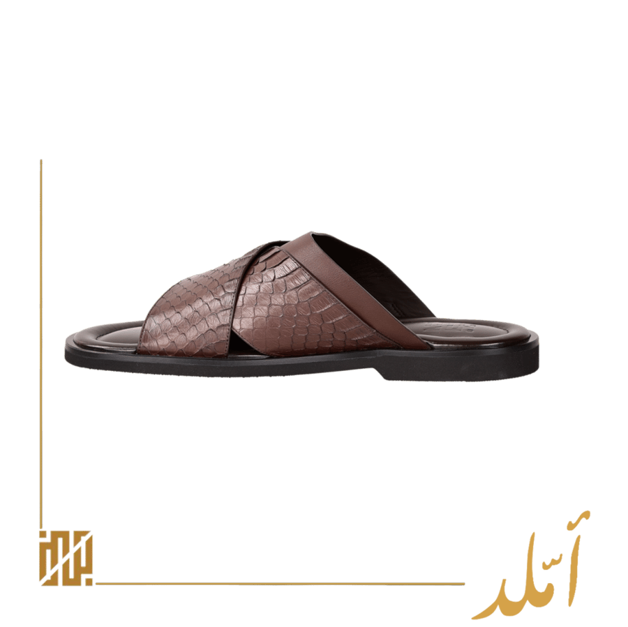 حذاء املد من جلد الحية ظهر باللون البني