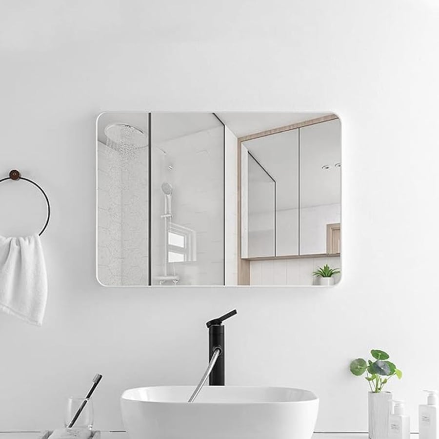 Modern decor mirror with white frame