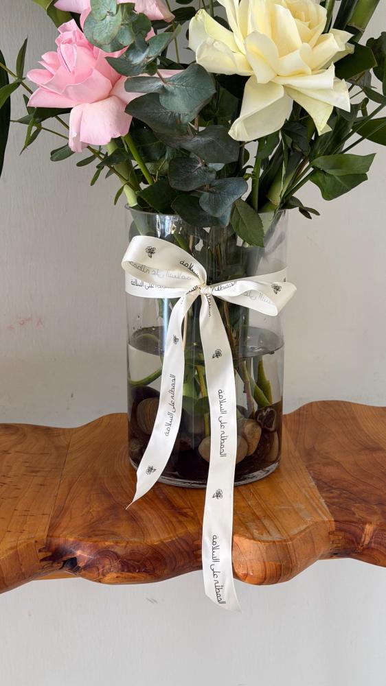 Bamboo vase with natural flowers