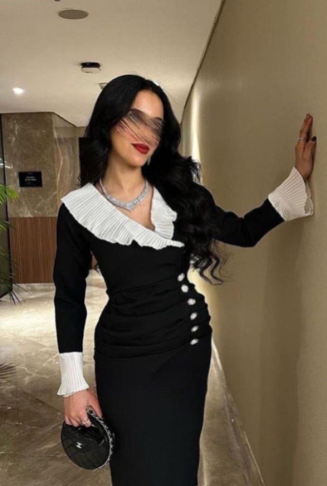 فستان كريب مع شيفون