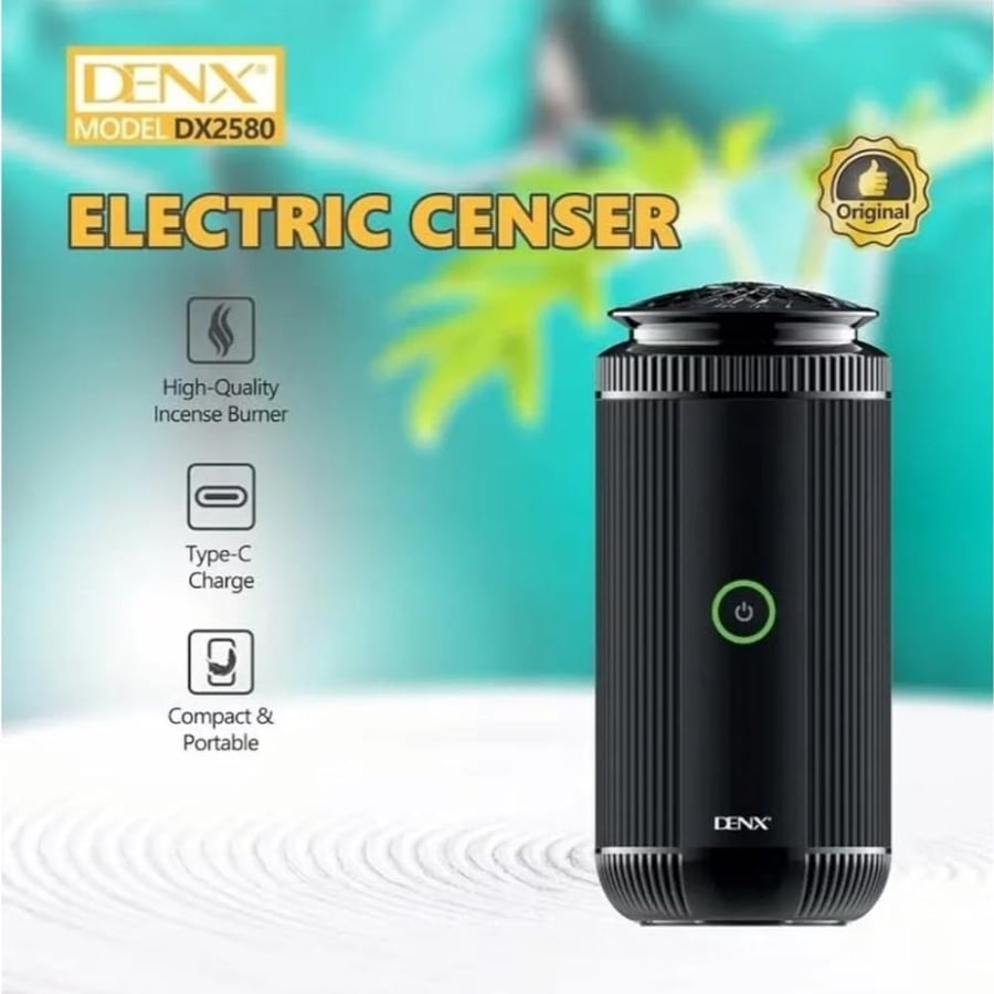 مبخرة DENX سوداء بتصميم فاخر وسهلة الاستخدام لتعطير الأجواء.