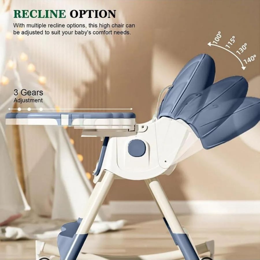 Convertible baby chair into a rocker, blue color