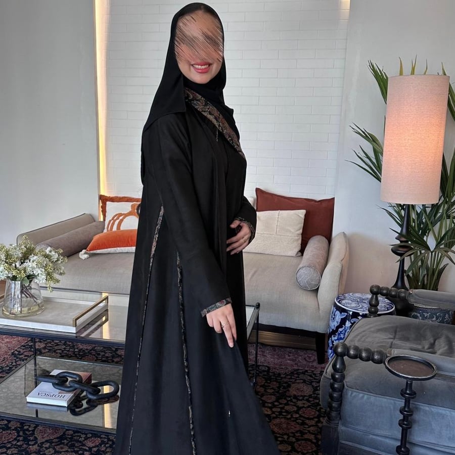 PL51 عباية شمواة أسود وكشميري هندي