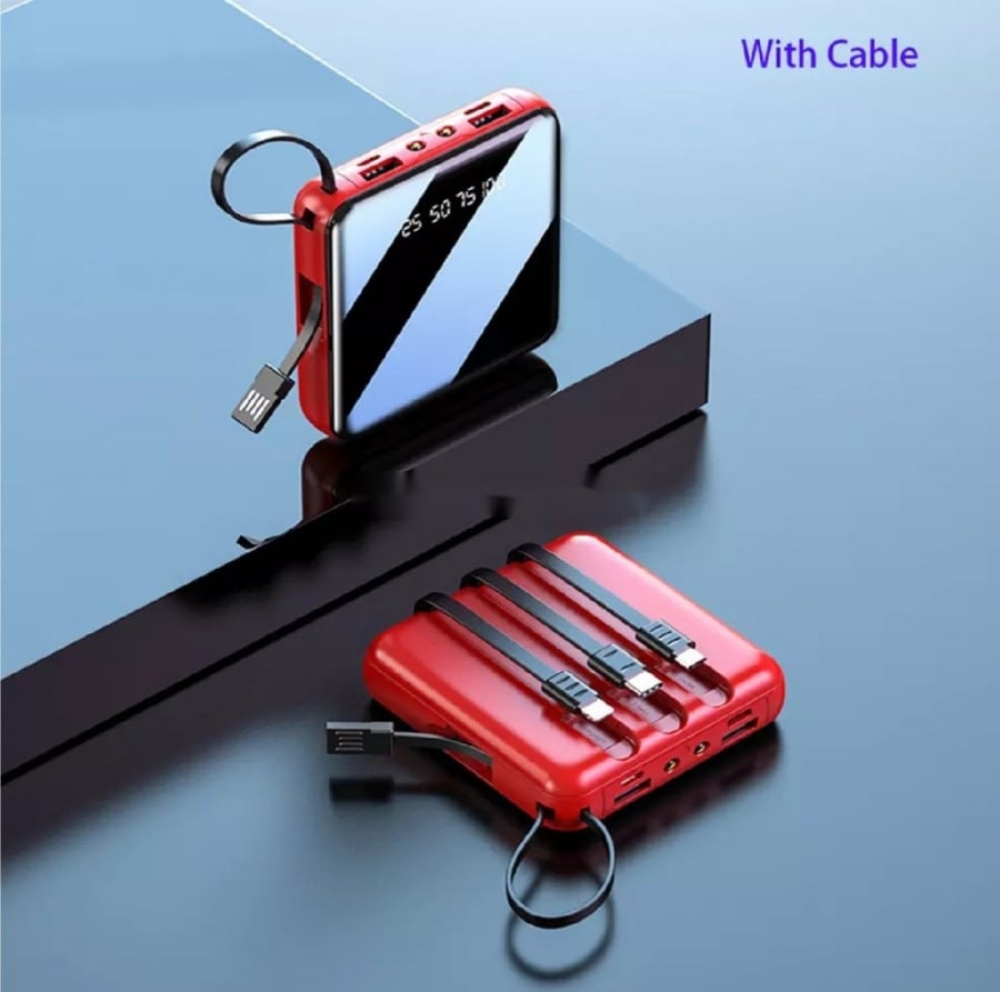 شاحن متنقل مدعوم ب 3 كيابل للشحن Type C - iphone - micro السعه 20000mAh (يوجد مقطع فيديو للمنتج)