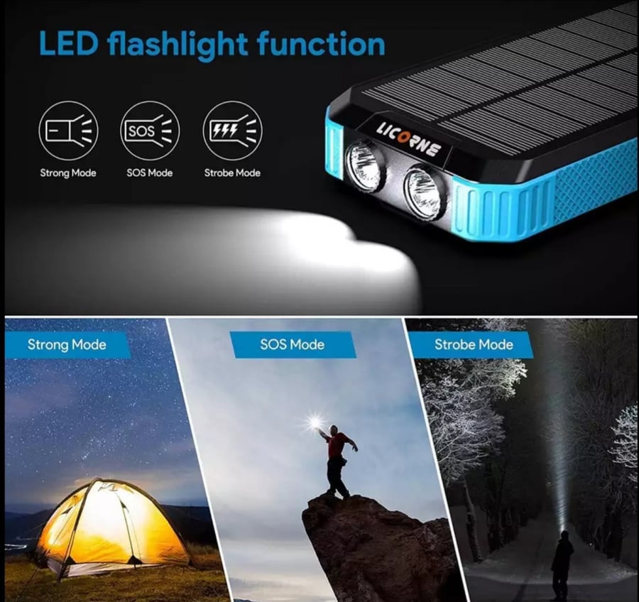 شاحن متنقل السعة 30000mAh يشحن 5أجهزة في وقت واحد + شحن لاسلكي