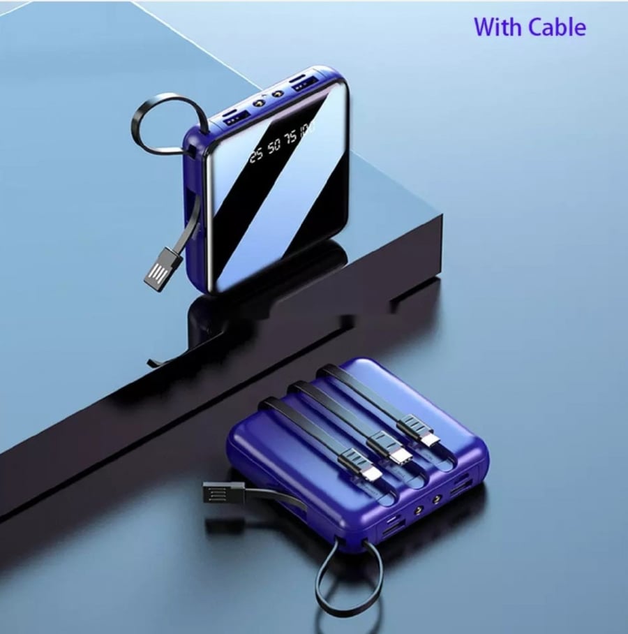 شاحن متنقل مدعوم ب 3 كيابل للشحن Type C - iphone - micro السعه 20000mAh (يوجد مقطع فيديو للمنتج)