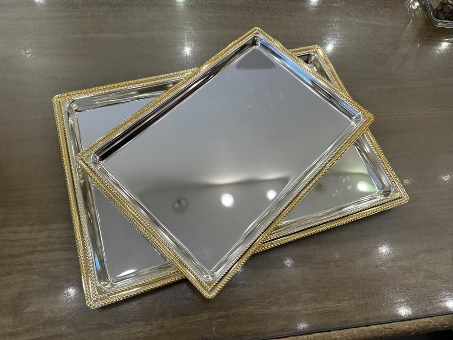 طقم صينيه فضي ذهبي