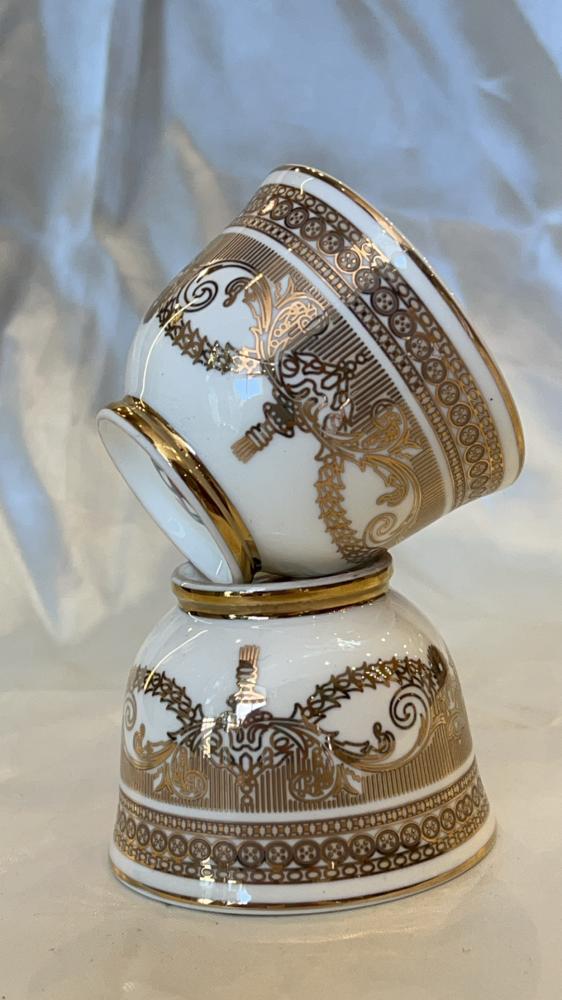 Gold porcelain teacups 12 bone china