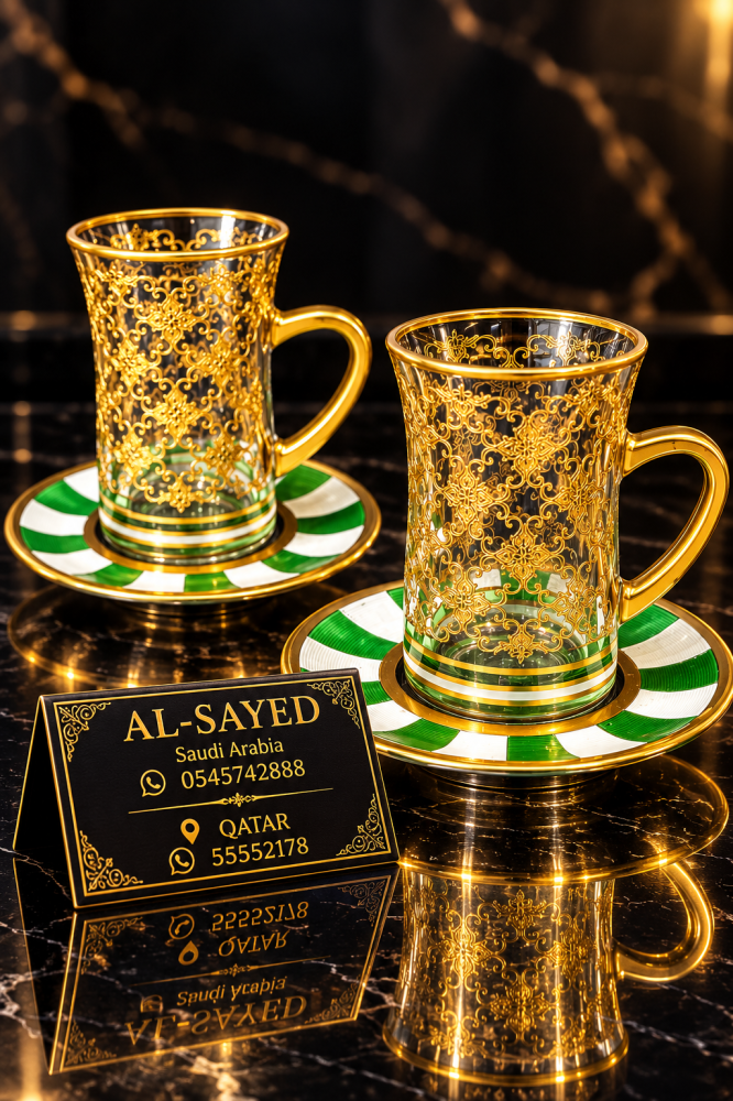 ‏بيالات كريستال ليزر اخضر ٦ قطعه