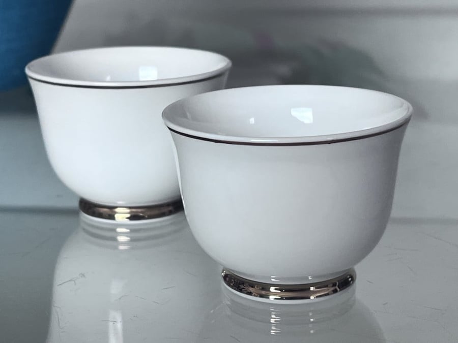 فناجيل بورسلان  فضي ١٢ قطعه bon china