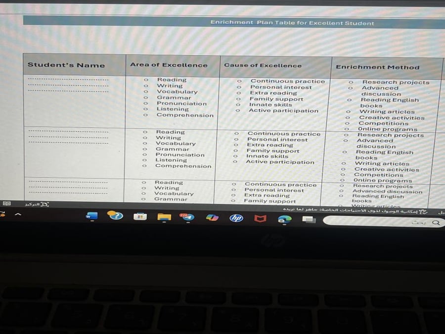 خطة علاجية واثرائية ثالث ثانوي انجليزي( الترم الاول)