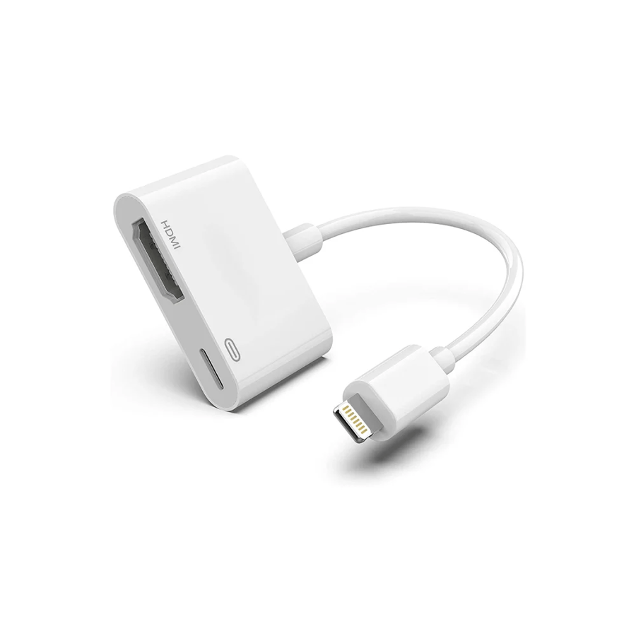 محول لايتنينج الى HDMI ابل الأصلي أبيض مع منفذ شحن