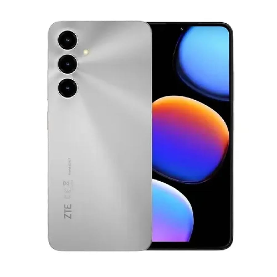 جوال ZTE V80 Max باللون الفضي من الأمام والخلف