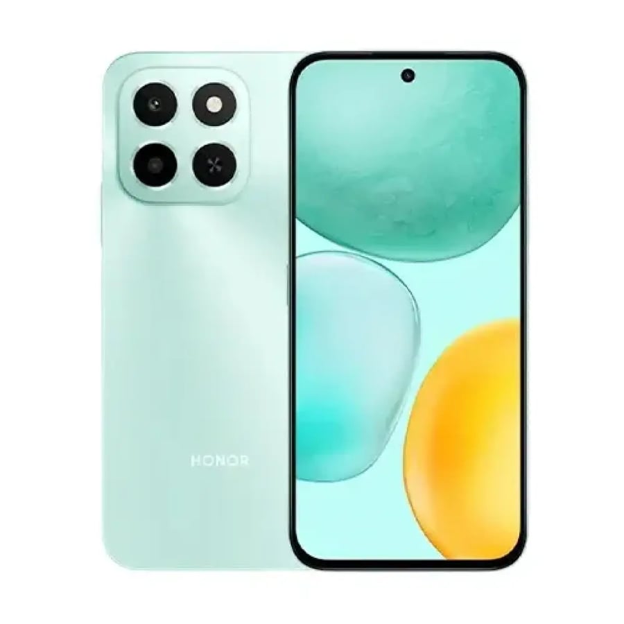 جوال HONOR X6c باللون الأخضر السماوي من الأمام والخلف
